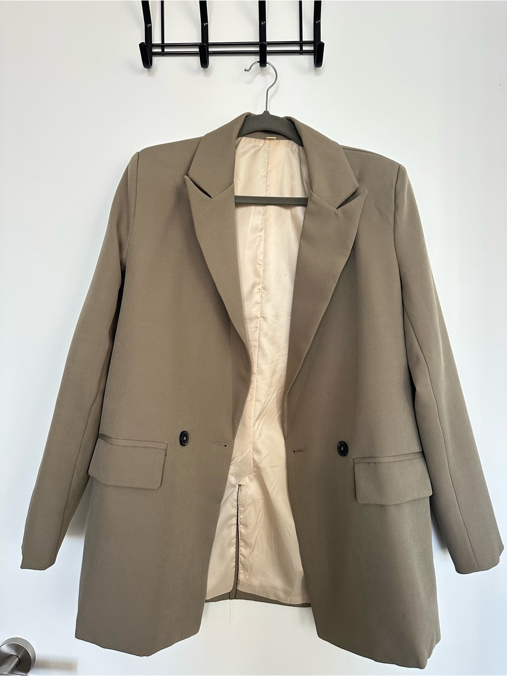 Oversized Olive Green Double-Breasted Blazer – Medium